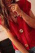 'Ella' Creme Knit Gold Button Sweater Vest - Celes Fashion